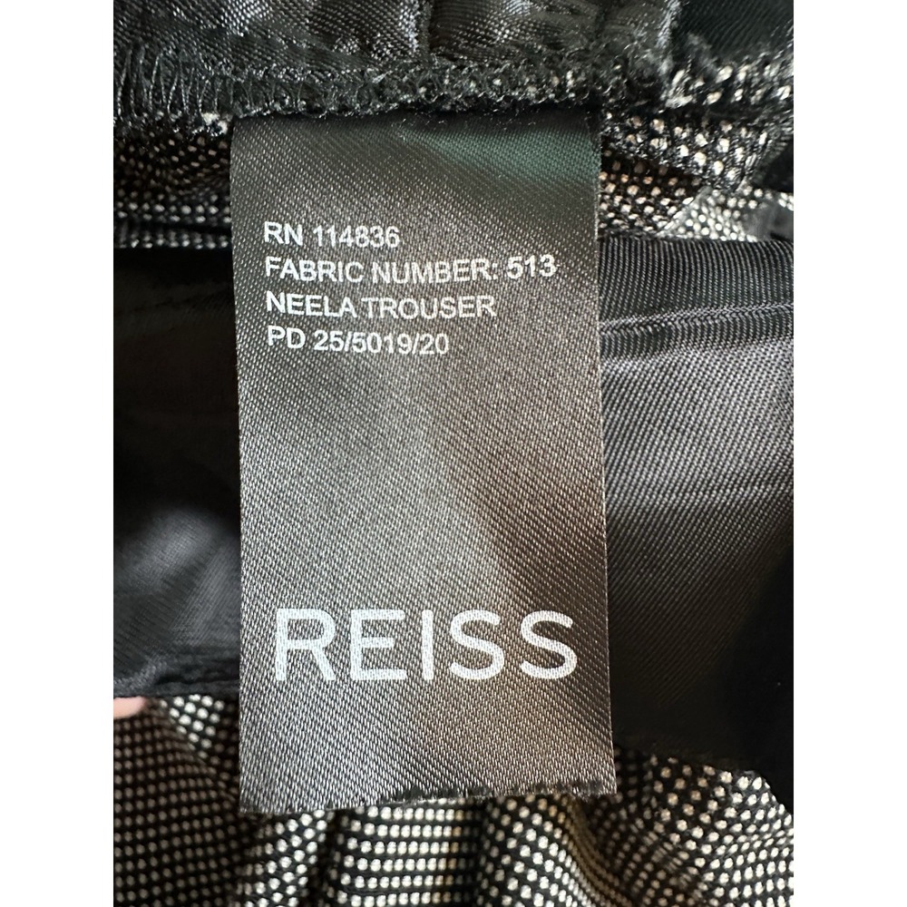 REISS Women 8 Black White Check Neela Trouser Pants Pleated Academia Wool Blend - Picture 7 of 11